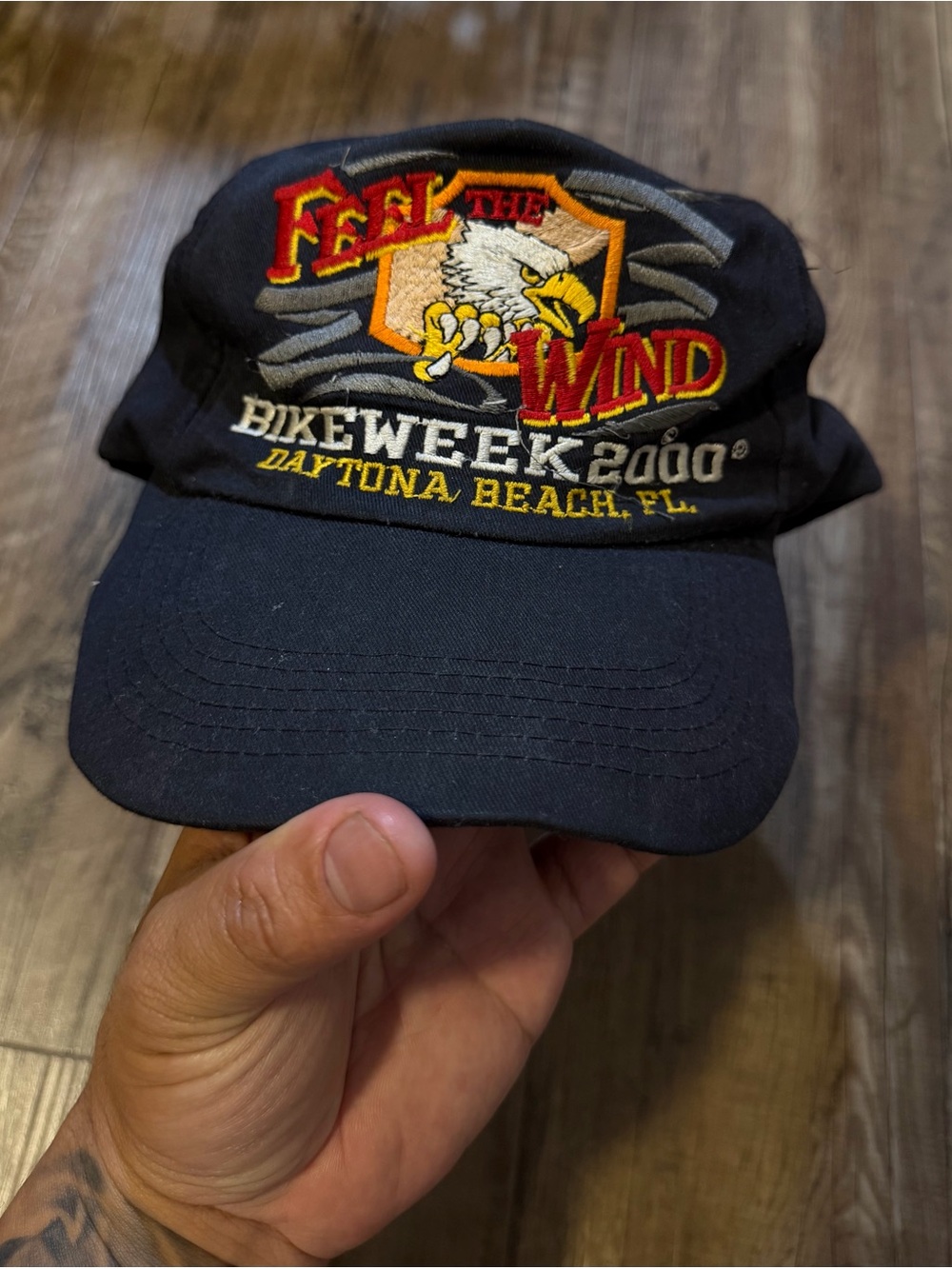 Vintage Feel the Wind Bike Week 2000 Daytona Beach Embroidered Cap